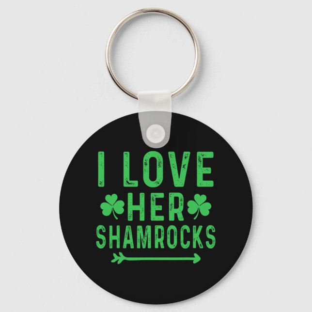 I Kärlek Hennes Shamrocks Shirts St patricks day M Nyckelring (Framsida)