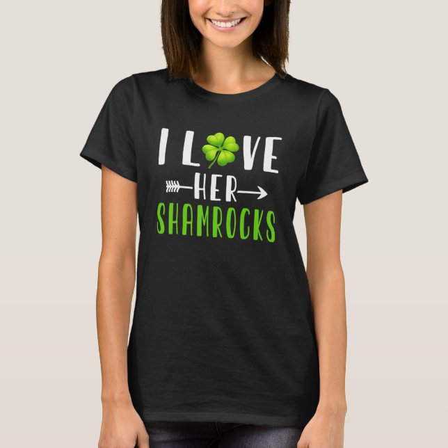 I Kärlek Hennes Shamrocks St Patrick S Day Par T Shirt (Framsida)