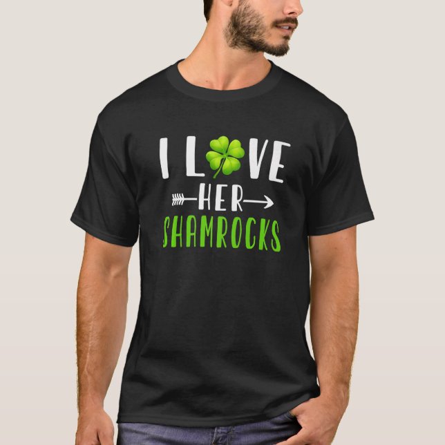 I Kärlek Hennes Shamrocks St Patrick S Day Par T Shirt (Framsida)