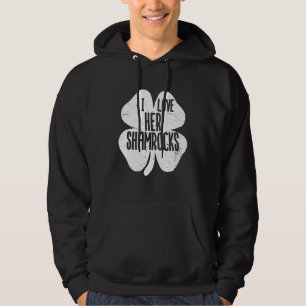 I Kärlek Hennes Shamrocks St patrick's day Par Hoodie