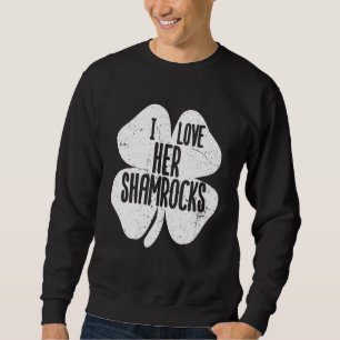 I Kärlek Hennes Shamrocks St patrick's day Par Lång Ärmad Tröja