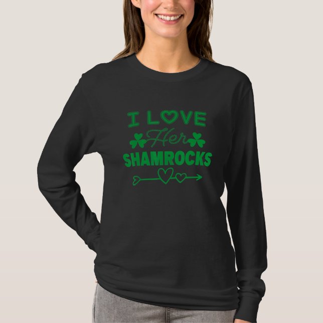 I Kärlek Hennes Shamrocks St patrick's day Par T Shirt (Framsida)