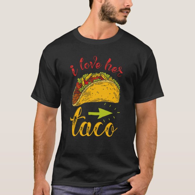 I Kärlek Hennes tako Matching par Cinco De Mayo T Shirt (Framsida)