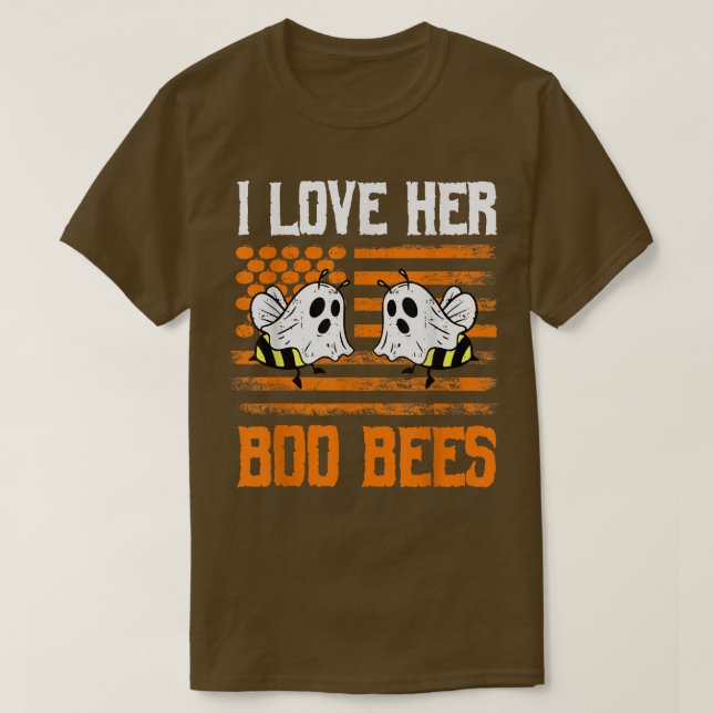 I Kärlek Her Boo Bees Par Halloween Costume USA T Shirt (Design framsida)