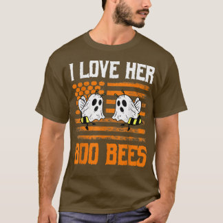 I Kärlek Her Boo Bees Par Halloween Costume USA T Shirt