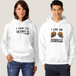 I KÄRLEK HER PUMPKINS Funny Halloween Par Hoodie