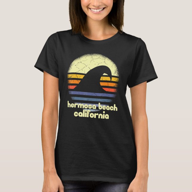 I Kärlek Hermosa Beach California Ocean Wave Ca T Shirt (Framsida)