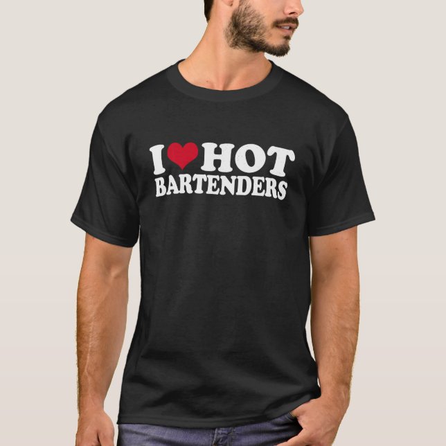 I Kärlek Hett Bartender T Shirt (Framsida)