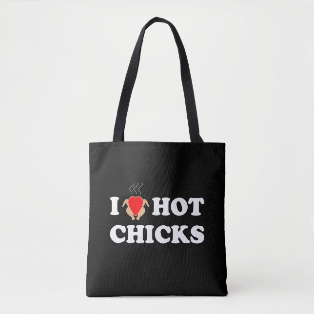 I Kärlek Hett Chickar | Funny Tote Shoulder Bag Tygkasse (Framsida)
