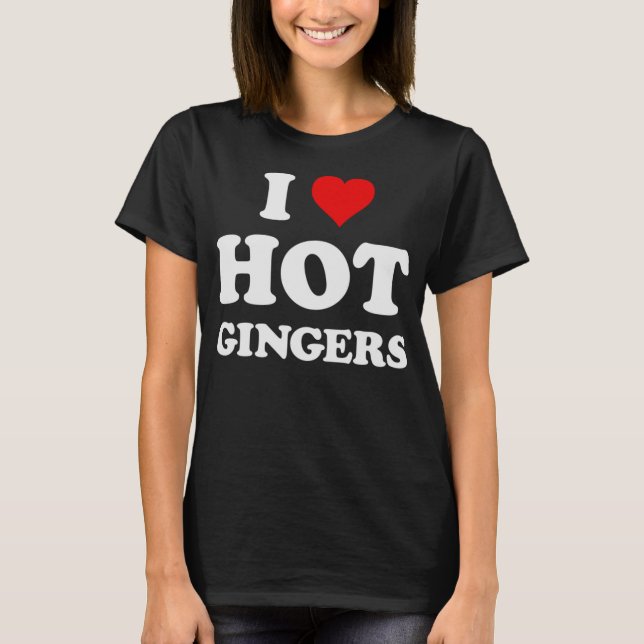 I Kärlek Hett Gingers Funny Coola Rödhårig T Shirt (Framsida)