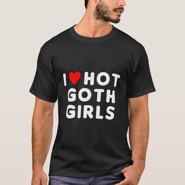 I Kärlek Hett Goth Red He T Shirt (Framsida)