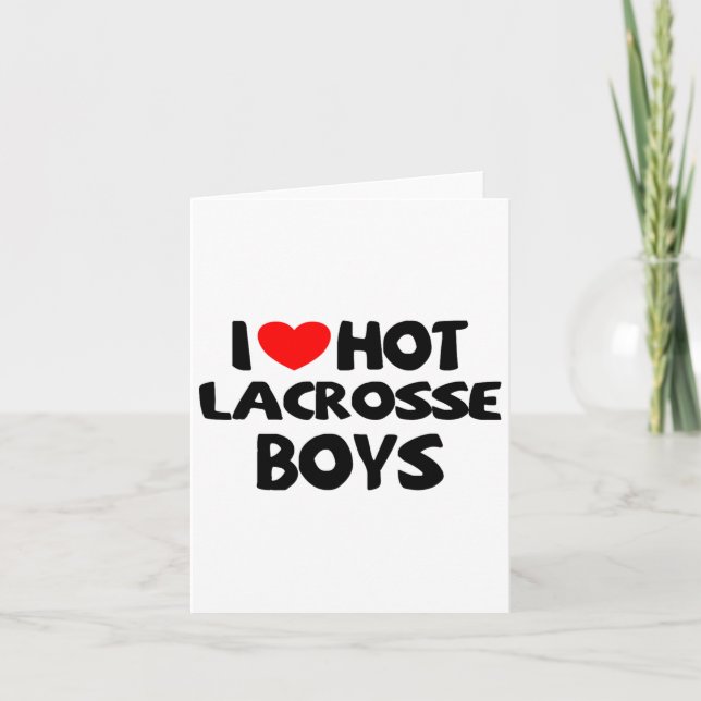 I Kärlek Hett Lacrosse Boys Funny Heart Sport Kort (Framsida)