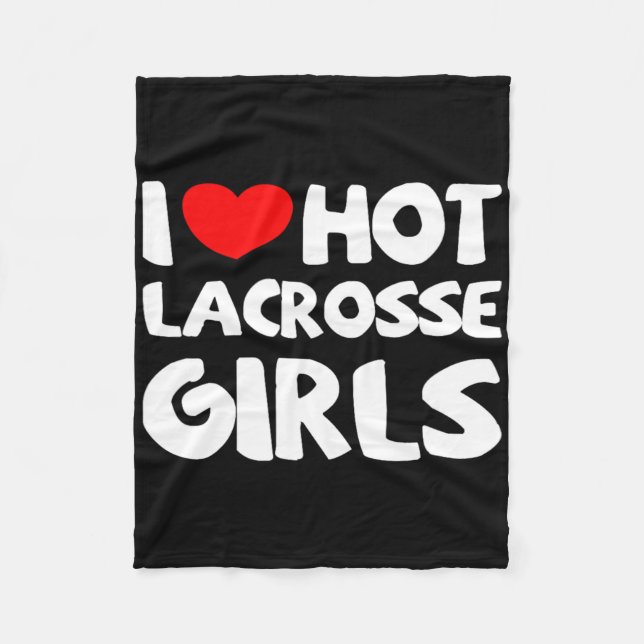 I Kärlek Hett Lacrosse Girls Funny Heart Sport Fleecefilt (Framsidan)