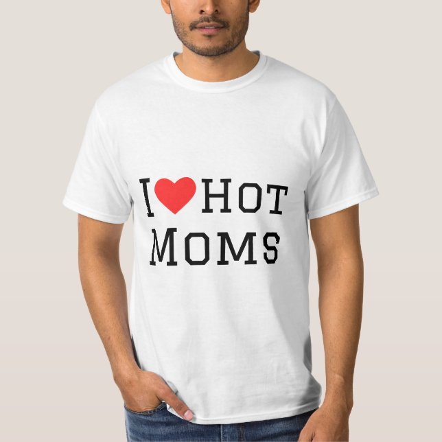 I kärlek hett mammor kvadratisk dekal t shirt (Framsida)