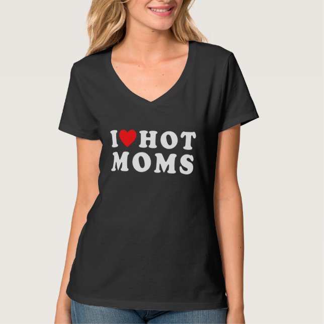 I Kärlek Hett Mammor Red Heart Mor Day T Shirt (Framsida)