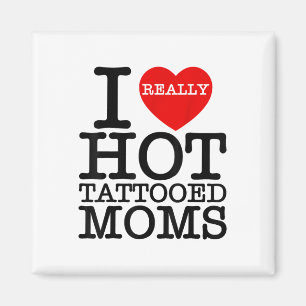 I Kärlek Hett Tattoos Mammor Red Heart Funny Mor D Magnet