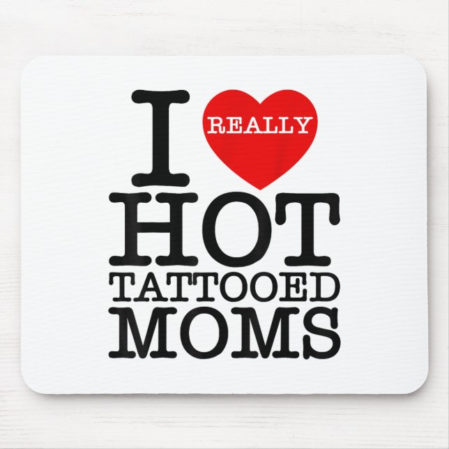 I Kärlek Hett Tattoos Mammor Red Heart Funny Mor D Musmatta (Framsidan)