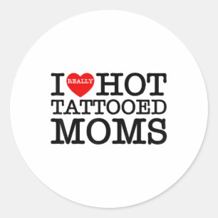 I Kärlek Hett Tattoos Mammor Red Heart Funny Mor D Runt Klistermärke