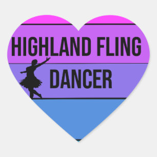 I kärlek Highland Fling Dancer Scottish Dance-gåva Hjärtformat Klistermärke