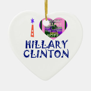 I Kärlek Hillary Clinton for USA President Heart a Julgransprydnad Keramik