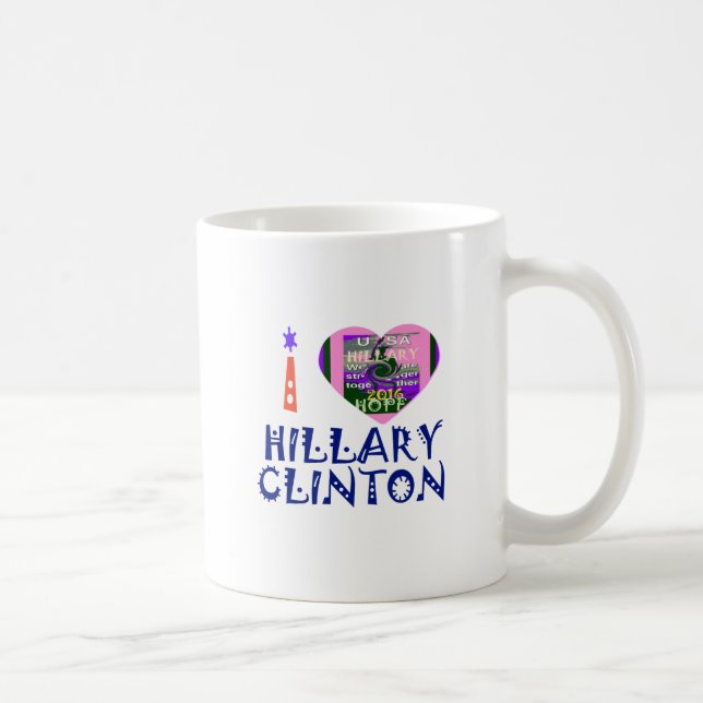 I Kärlek Hillary Clinton for USA President Heart a Kaffemugg (Höger)