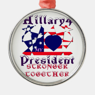 I kärlek Hillary till USA:s president.. Julgransprydnad Metall