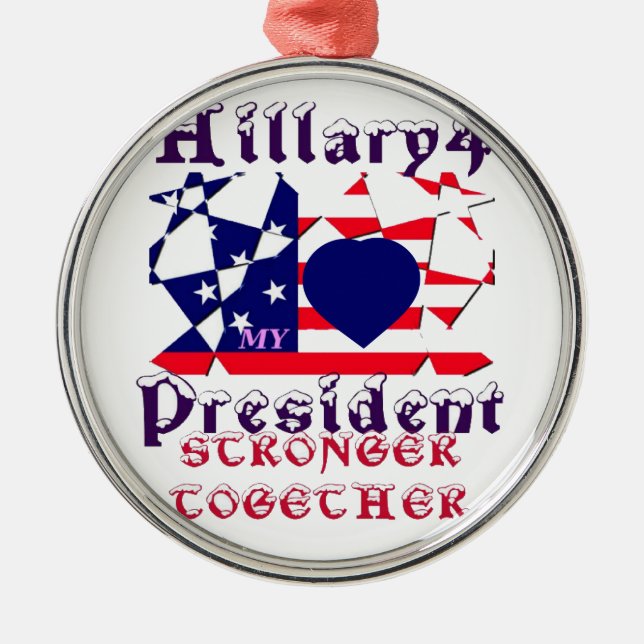 I kärlek Hillary till USA:s president.. Julgransprydnad Metall (Framsidan)