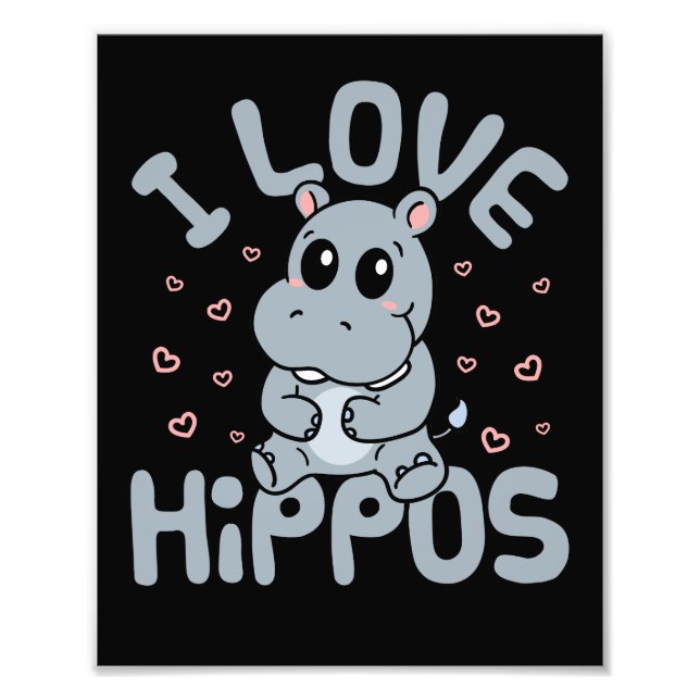I Kärlek Hippos Cute Hippopotamus Älskare Fototryck (Framsidan)
