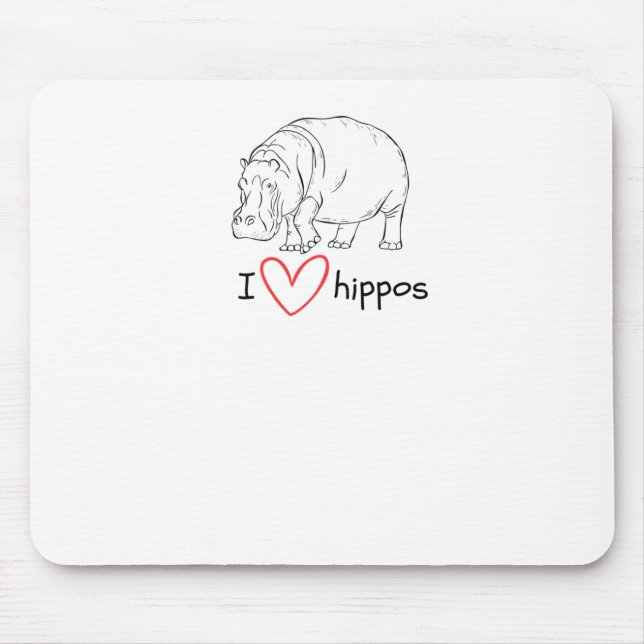 I Kärlek Hippos - Vilda djur S Sticker Musmatta (Framsidan)