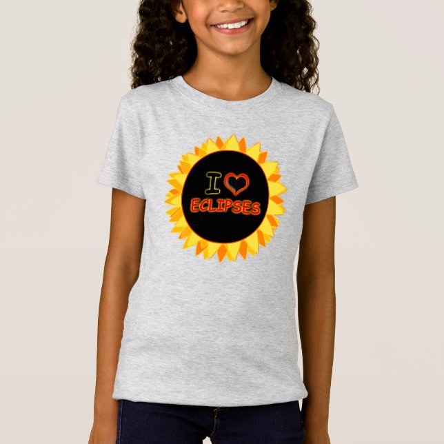 I kärlek hjärta Eclipses sol astronomibarn T Shirt (Framsida)