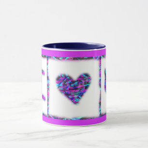 I Kärlek Hjärta Lila Rosa Blue Mugg