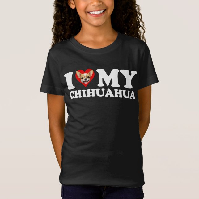 I Kärlek (hjärta) Min Chihuahua T Shirt (Framsida)