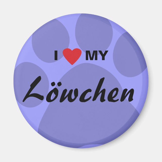 I Kärlek (hjärta), min Lowchen Pawprint Magnet (Framsidan)