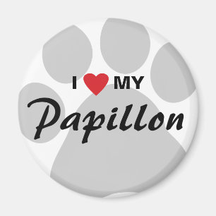I Kärlek (hjärta) min papillonpawprint Magnet