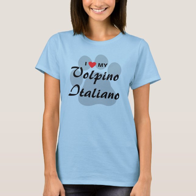 I Kärlek (hjärta) Min Volpino Italiano Tee (Framsida)