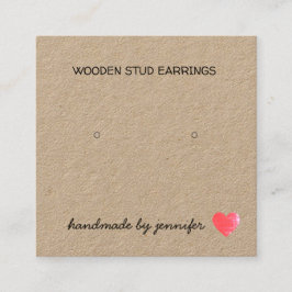 I kärlek Hjärthandtag gjord av Namn Earrings Stud Fyrkantigt Visitkort