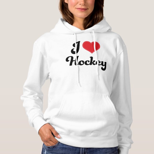 I Kärlek Hockey Dam Hoodie Tee Shirt (Framsida)