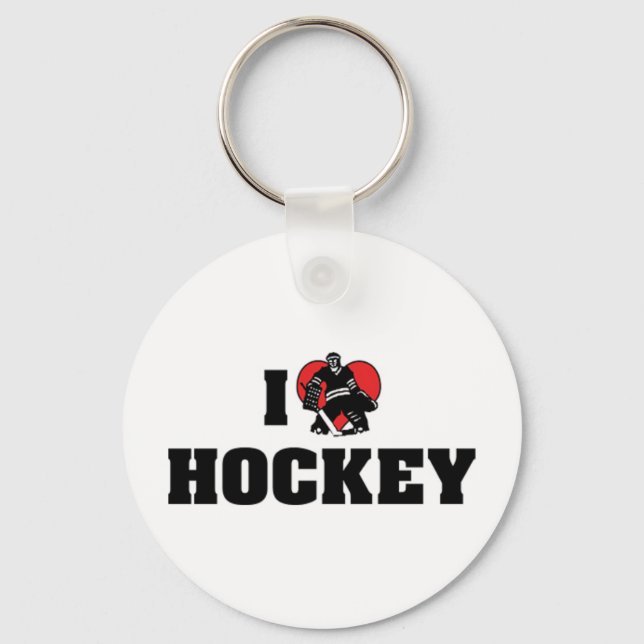 I Kärlek Hockey Keychain Nyckelring (Framsida)
