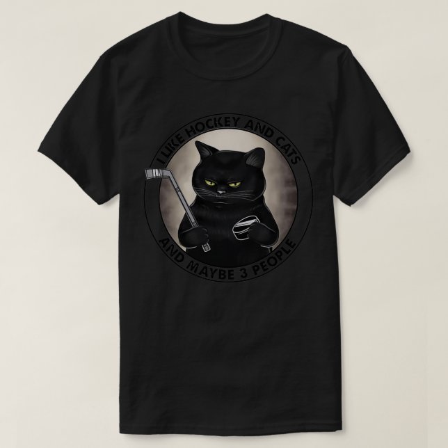 I Kärlek, hockey och katter och kanske 3 personer T Shirt (Design framsida)