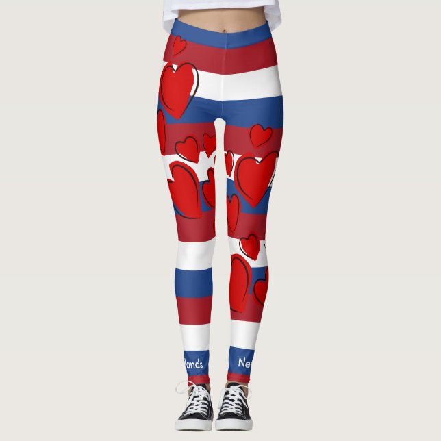 I Kärlek Holland, Flagga Nederländerna Leggings (Framsida)