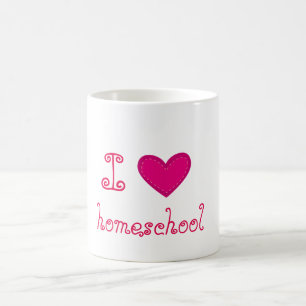 I kärlek homeschools rosa hjärta kaffemugg