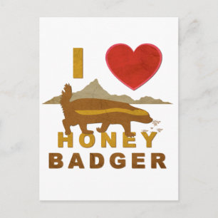 I KÄRLEK HONEY BADGER VYKORT