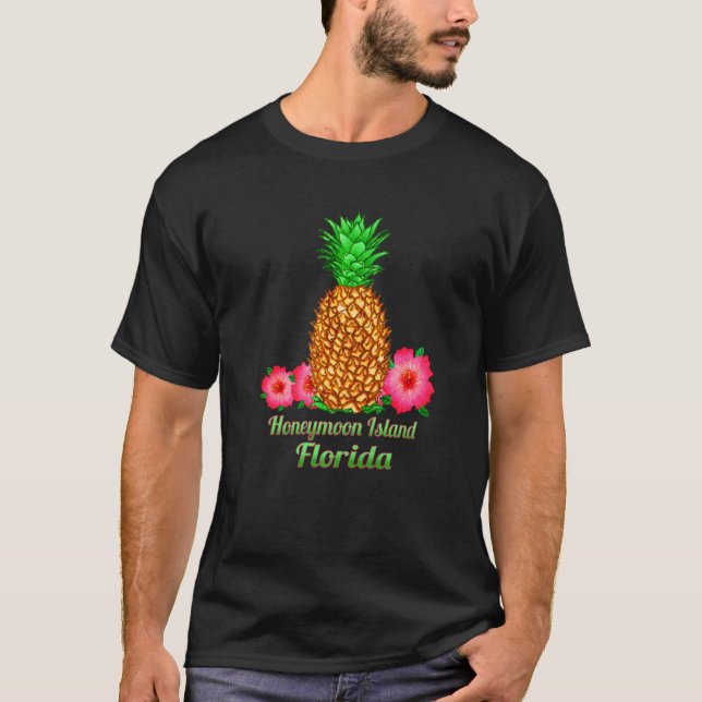 I Kärlek Honeymoon Island Florida Fl Pineapple Flo T Shirt (Framsida)