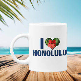I Kärlek Honolulu Cute Hawaiian Hibiscus Flower Kaffemugg