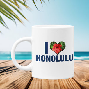 I Kärlek Honolulu Cute Hawaiian Hibiscus Flower Kaffemugg