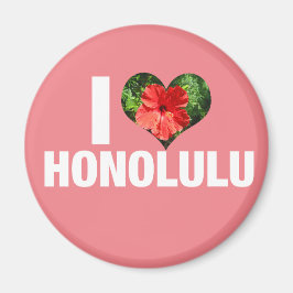I Kärlek Honolulu Hawaii Hibiscus Flower Rosa Magnet