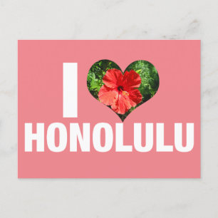 I Kärlek Honolulu Hawaii Hibiscus Flower Vacation Vykort