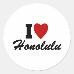 I Kärlek Honolulu Runt Klistermärke