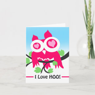 I Kärlek Hoo Valentine Day Uggla Pun Kort