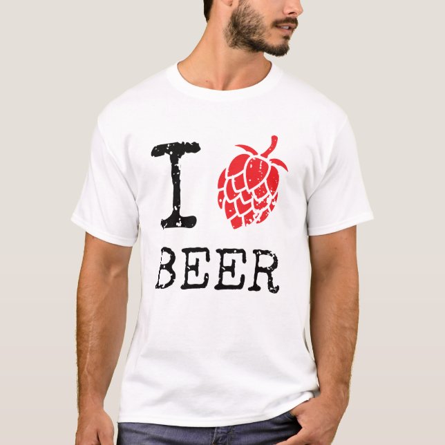 I Kärlek Hoppy Beer T Shirt (Framsida)